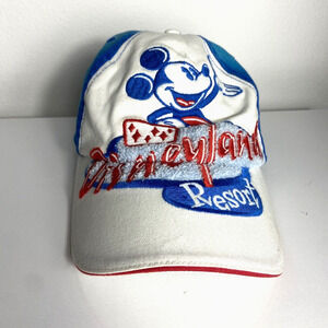 Disneyland Resort Cap Hat Mickey Mouse White Blue Embroidered Adjustable AWESOME